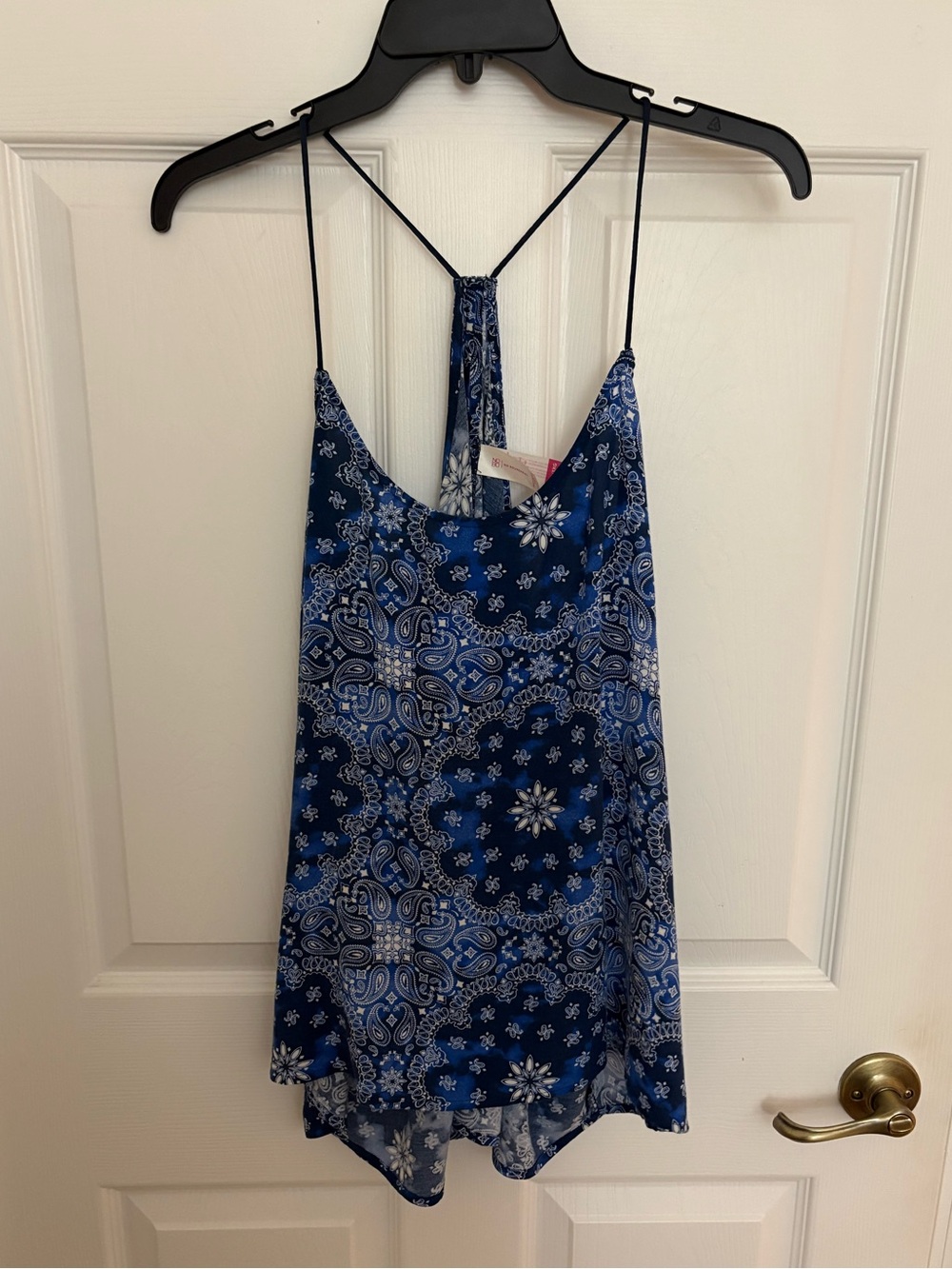 No Boundaries Blue Paisley Spaghetti Strap Cami